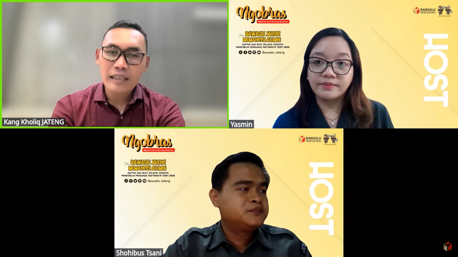 Dokumentasi Bawaslu Kendal mengikuti kegiatan Zoom Meeting Bawaslu Jateng Memanggil Alumni: Daftar dan Ikuti Seleksi Peserta P2P 2025 (30/6/2025).