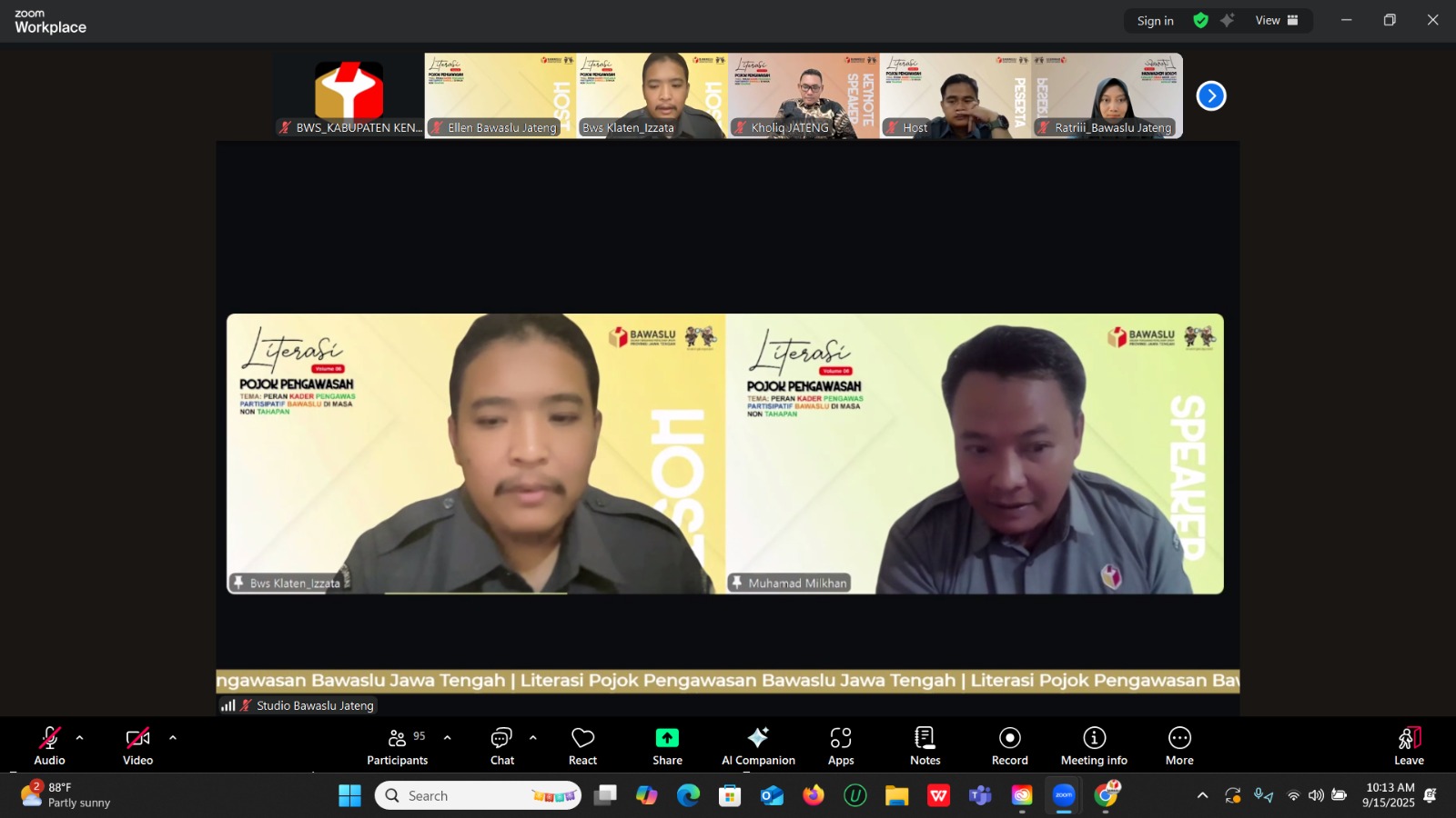 Dokumentasi Literasi Pojok Pengawasan (LPP) Volume 6 secara daring melalui zoom meeting